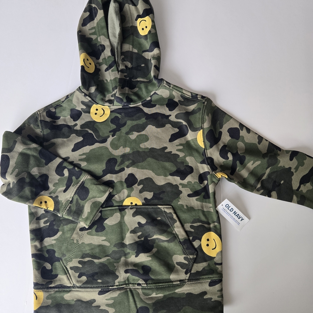 Old Navy Kids Camouflage Hoodie with Yellow Smiley Faces